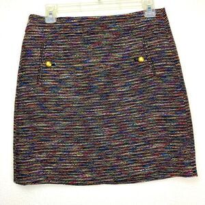 Loft multicolored mod party mini skirt w/ pockets gold hardware NWOT